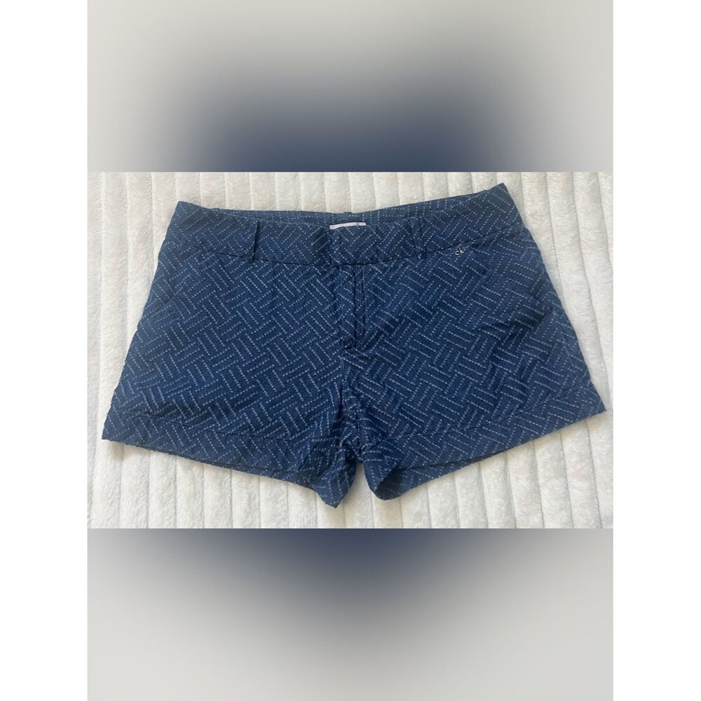Calvin Klein Blue Geometric Chino Print Shorts Sz 10